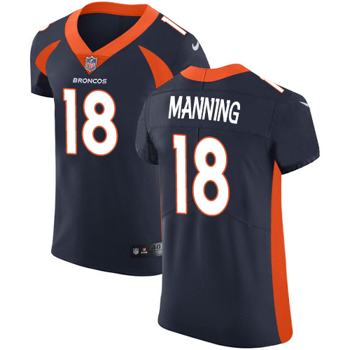 Nike Broncos #18 Peyton Manning Navy Blue Alternate Men's Stitched NFL Vapor Untouchable Elite Jersey - Click Image to Close